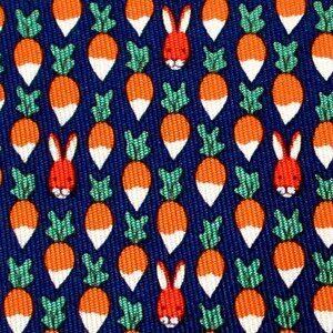 100% REAL HERMES TIE ~  BLUE w ORANGE GREEN RED RABBITS & CARROTS TURNIPS XL